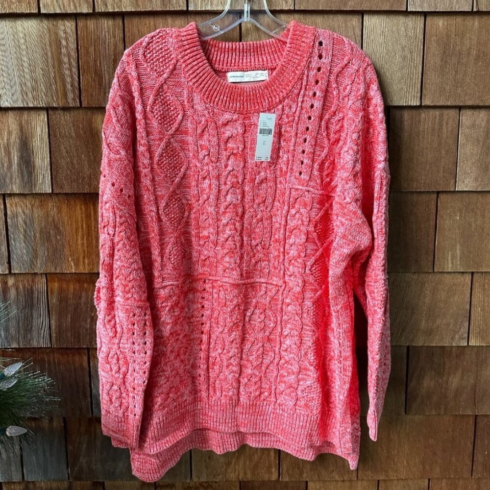 NWT Anthropologie Pilcro Jasmine Red Cable Knit Oversized Sweater - XL - Picture 4 of 9
